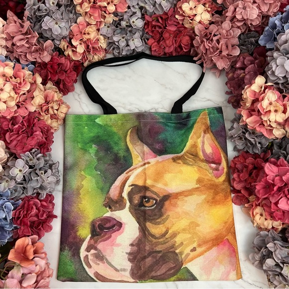 Eco-Friendly Handsome Brown and White Boxer Dog Folding Tote Bag - Picture 2 of 13